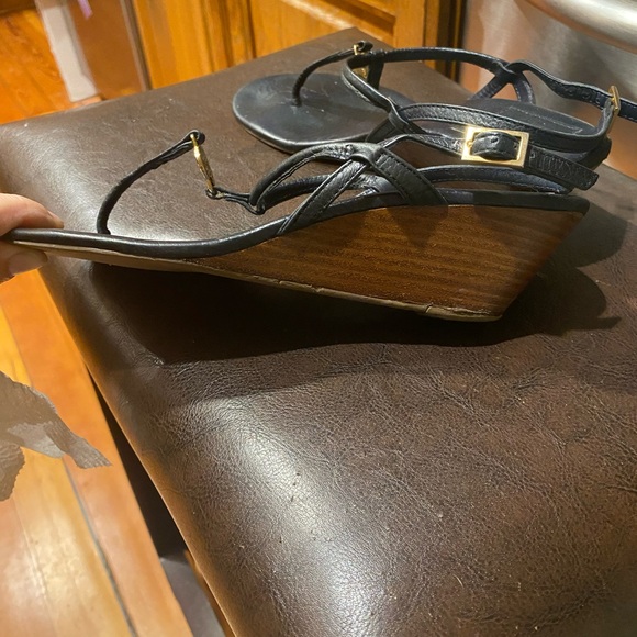 Tory Burch Leather Wedge Slingback Sandals  Size 7.5-8 - Picture 6 of 13